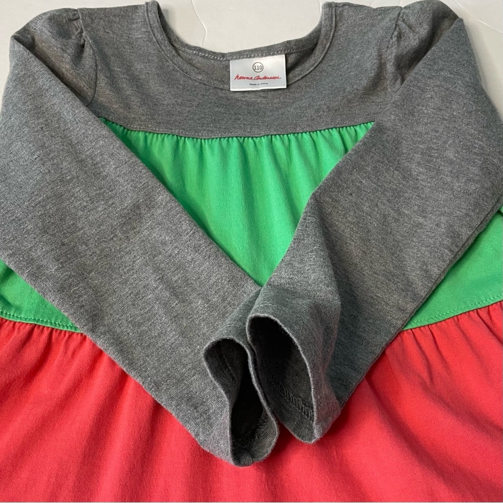 Hanna Andersson Girls Tiered Color block Twirl Power LS Dress Size 5 110 cm - Picture 5 of 12